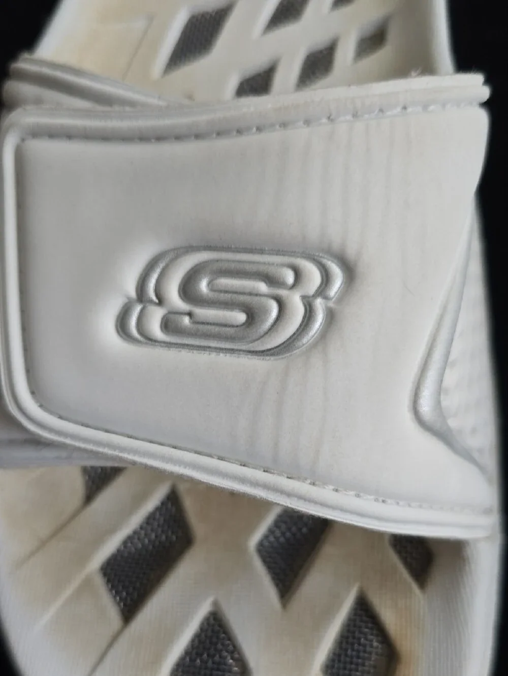 Skechers White Adjustable Slide Water Sandals with Vent Cutouts